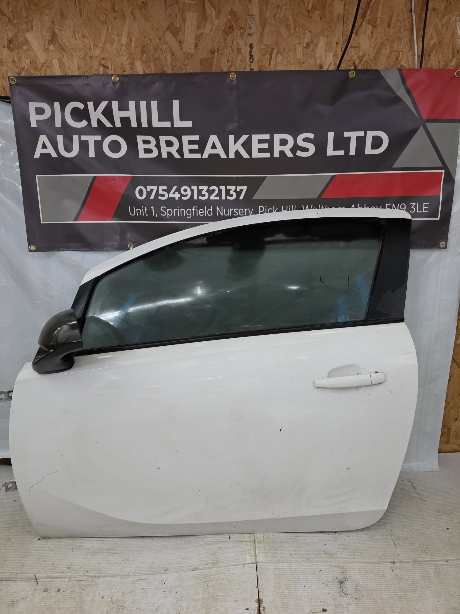 VAUXHALL CORSA 2013 (3dr) PASSENGER SIDE FRONT DOOR WHITE