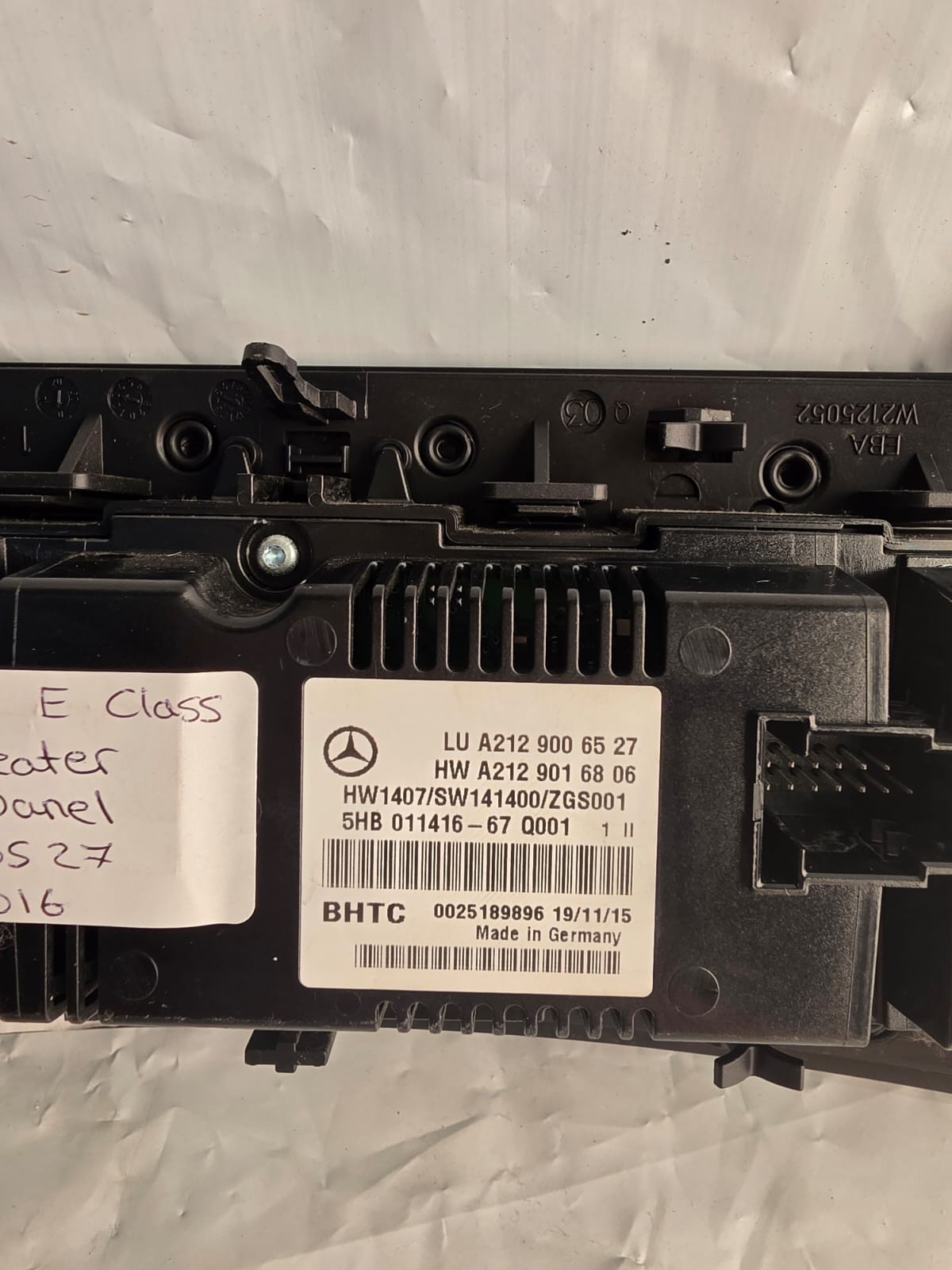 MERCEDES BENZ E CLASS 2015 212 SERIES A/C HEATER CLIMATE CONTROL PANEL A2129006527 - Image 2