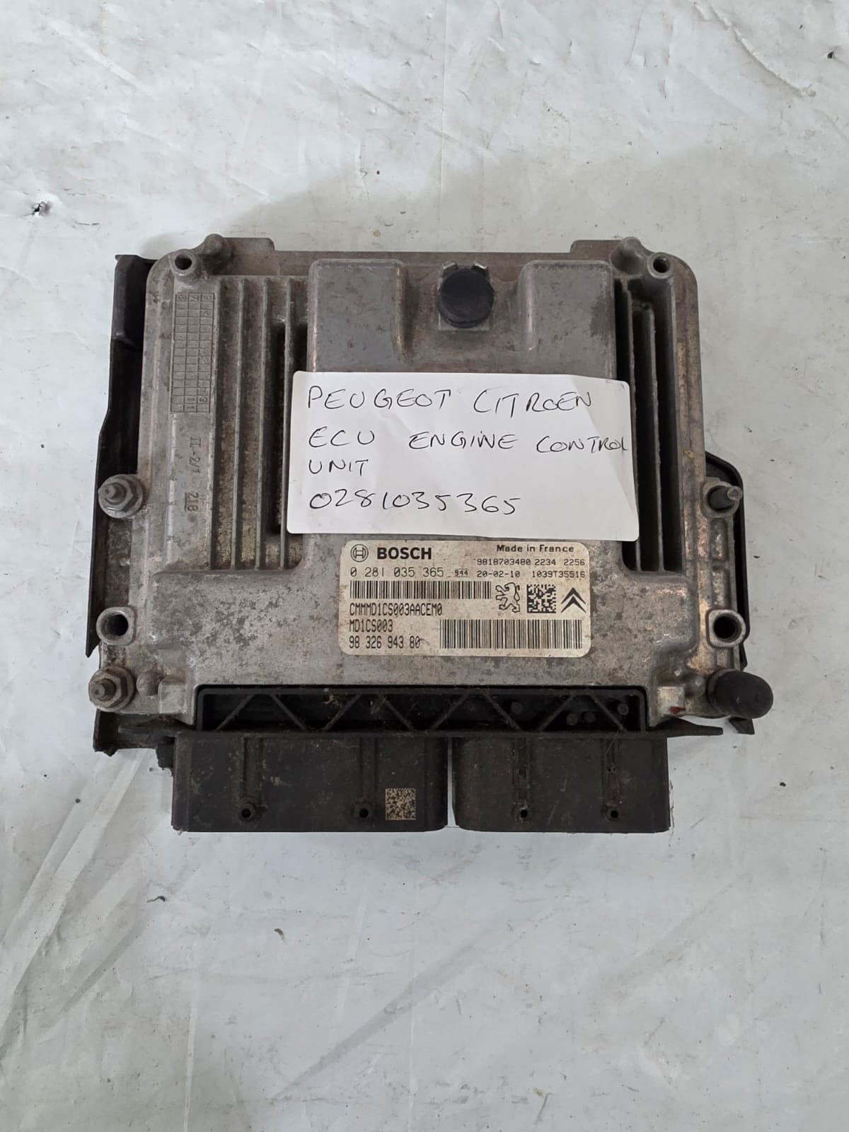PEUGEOT CITREON ECU ENGINE CONTROL UNIT 0281035365
