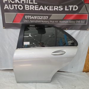 MERCEDES C CLASS W204 SALOON PASSENGER SIDE REAR LEFT DOOR 2014 SILVER