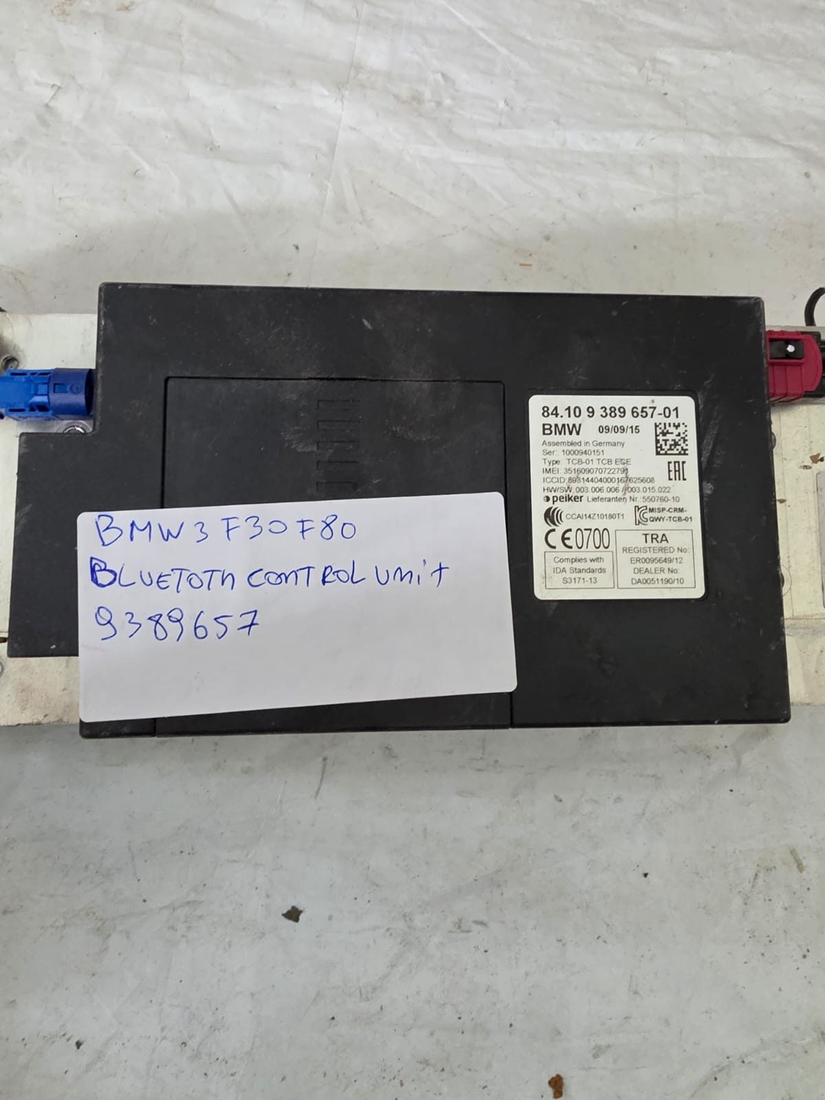 BMW 3 SERIES F30 F80 BLUETOOTH CONTROL UNIT 9389657 - Image 2